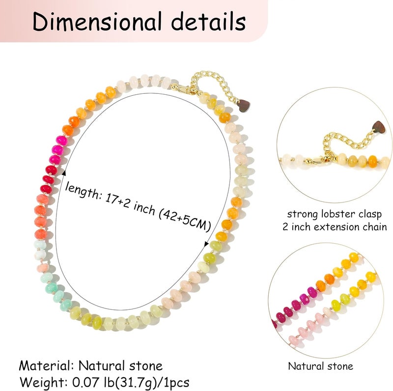 Badu Gemstone Beaded Necklace for Women Colorful Natural Stone Freshwater Pearl Surfer Beach Rainbow Necklace Jewelry Gift - Image 2